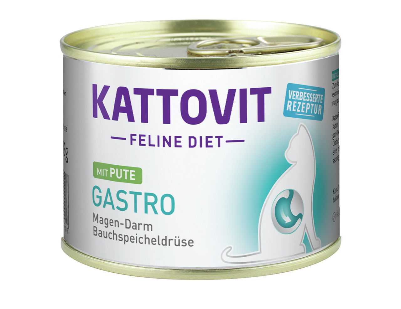 Kattovit Feline Diet Gastro, Pute, 85 g, für Katzen mit Magen-Darm-/Bauchspeicheldrüsenproblemen, verbesserte Rezeptur.