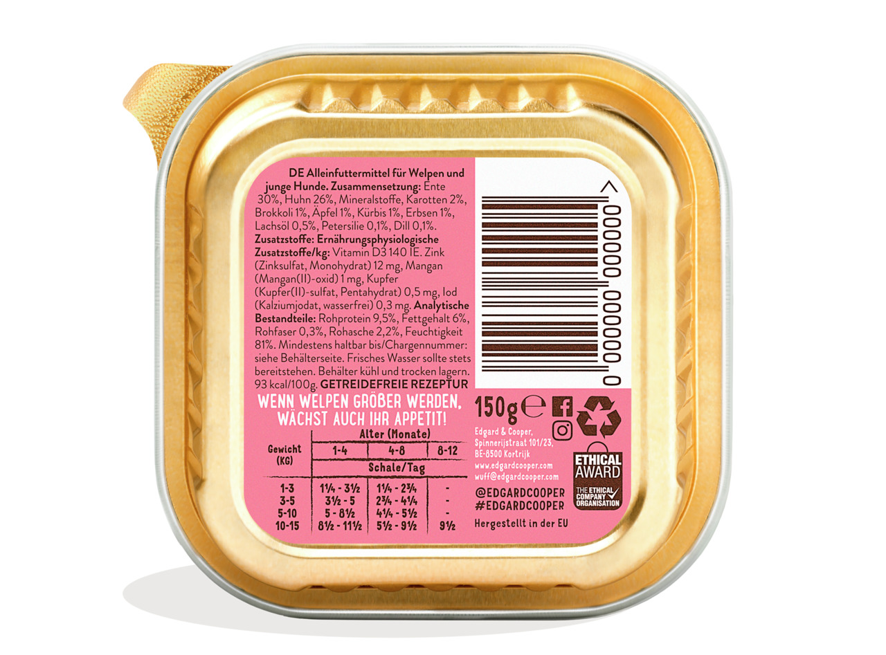 Edgard & Cooper Hundefutter für Welpen (1-12 Mon.), Huhn, getreidefrei, 150g, natürliche Zutaten, nachhaltig & ethisch hergestellt.