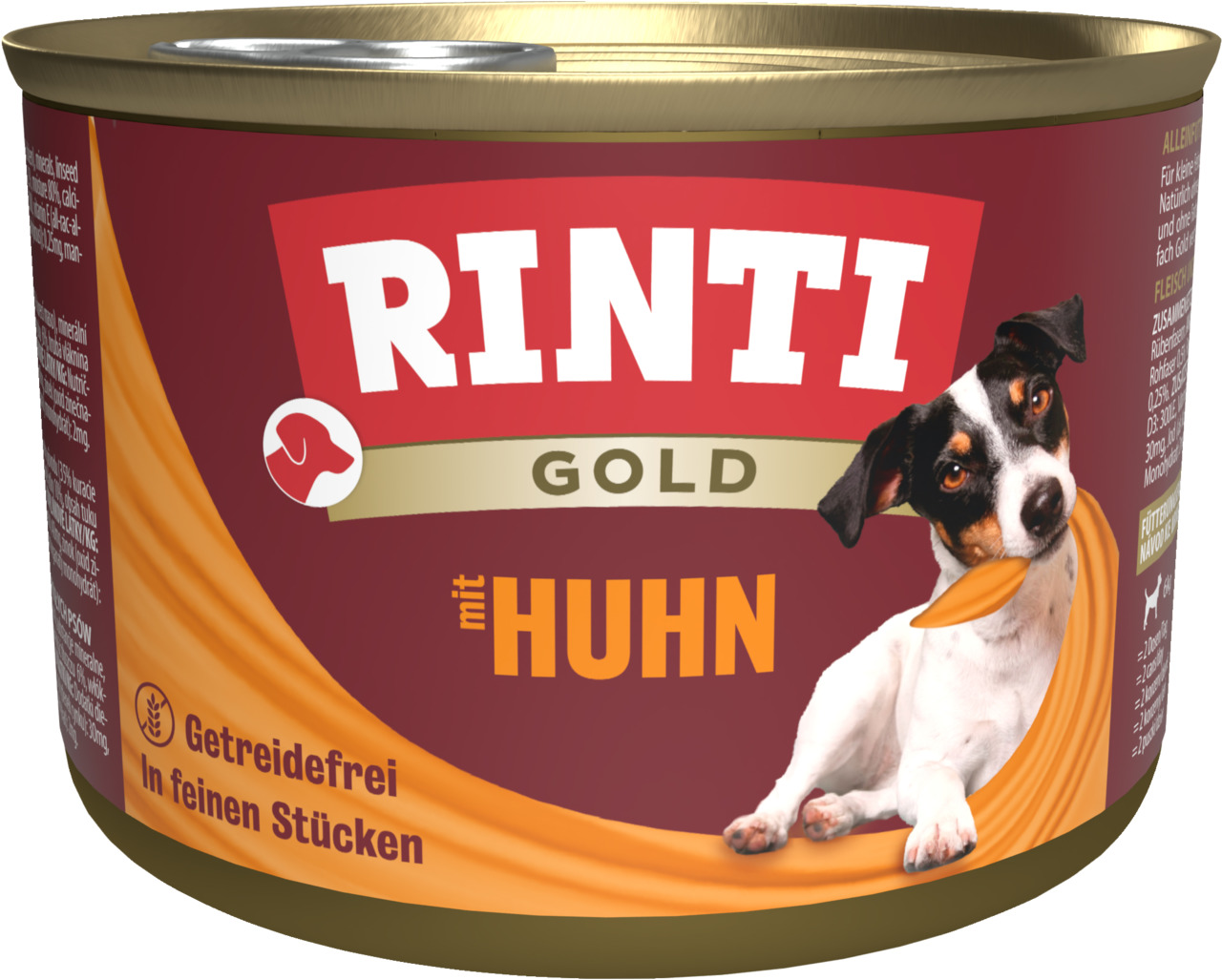 RINTI Gold Hundefutter Huhn, kleine Hunde, getreidefrei, in feinen Stücken, 185 g.