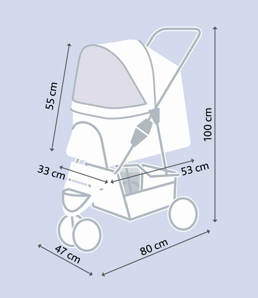 TRIXIE Hundebuggy für Hunde/Katzen, 100x80x47 cm, 55 cm Verdeckhöhe, Komfort+Mobilität für ältere/verletzte Tiere.