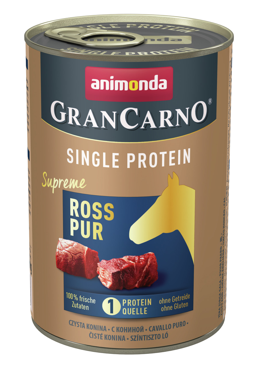 Animonda GranCarno Single Protein Supreme Ross Pur, für Hunde, Ross pur, 100 % frische Zutaten, ohne Getreide-Gluten, 400 g.