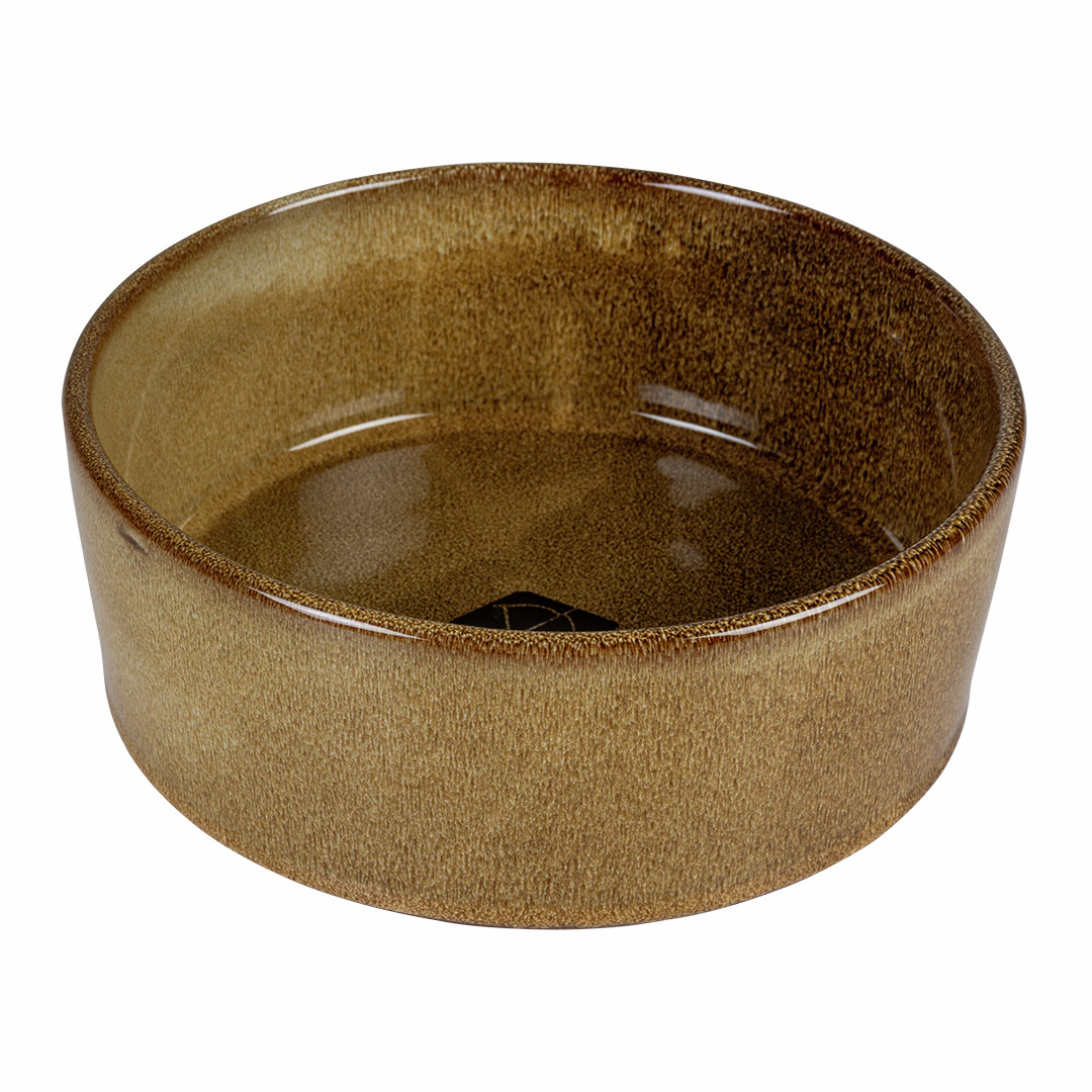 D&D Keramik-Futterschale, Hunde-Katzen, braun, glatte Oberfläche, modern, robust, leicht zu reinigen, für Futter-Wasser.