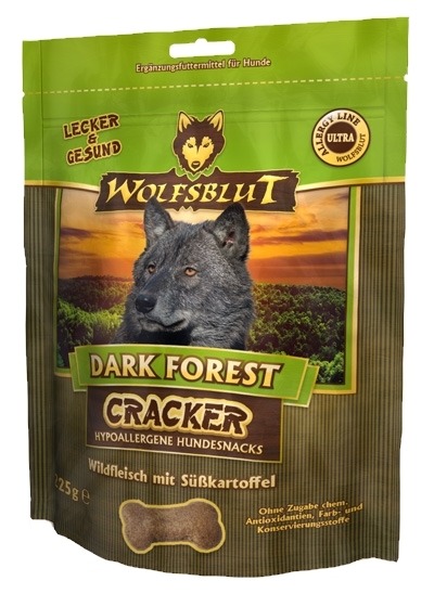 Wolfsblut Dark Forest Cracker: hypoallergene Hundesnacks mit Wild & Süßkartoffel, 225 g, „Lecker & Gesund“, „Ohne chem. Antioxidantien“.
