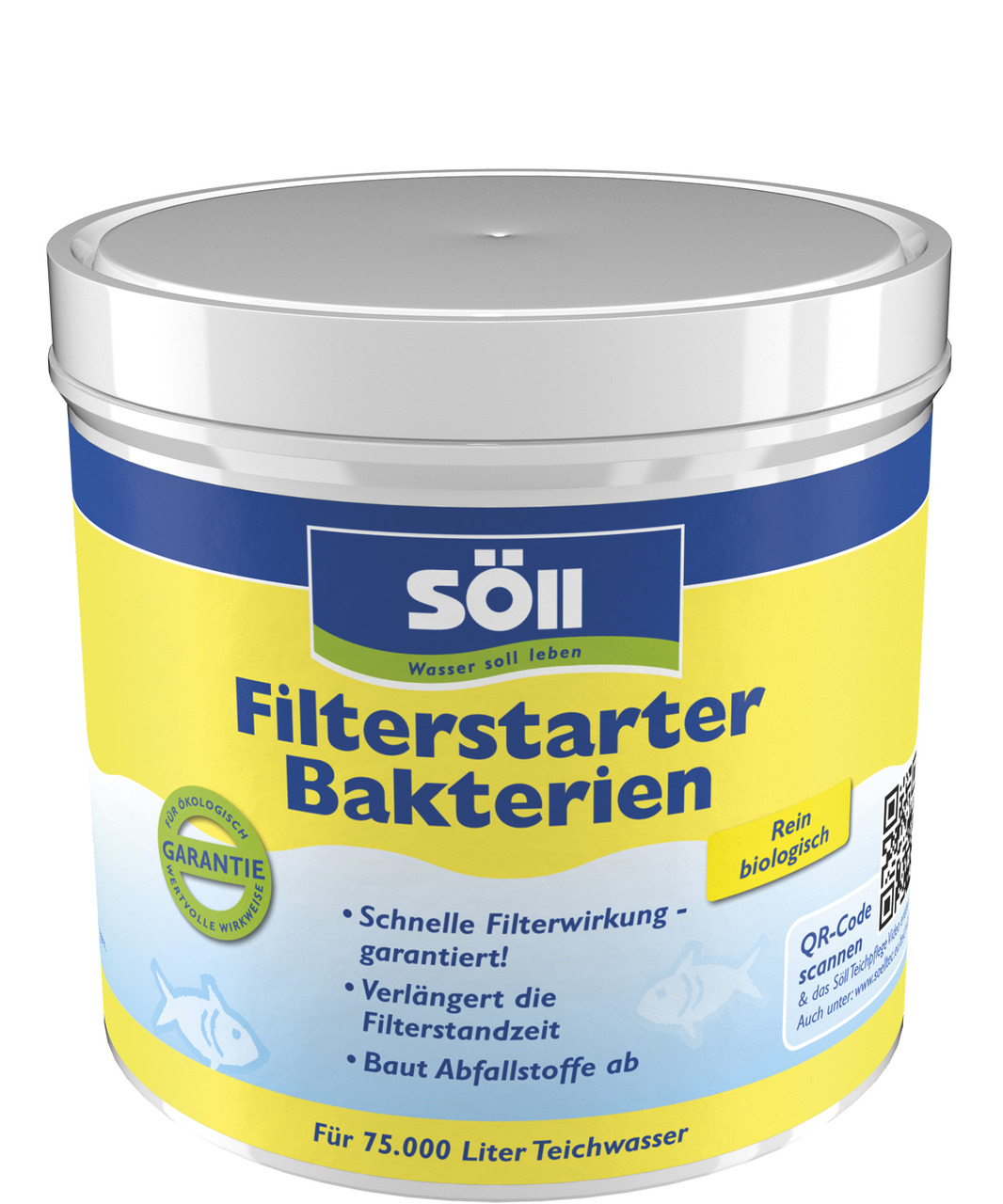 Söll Filterstarter Bakterien, für Teichbesitzer, 75.000 L, rein biologisch, schnelle Filterwirkung, verlängert Filterstandzeit.