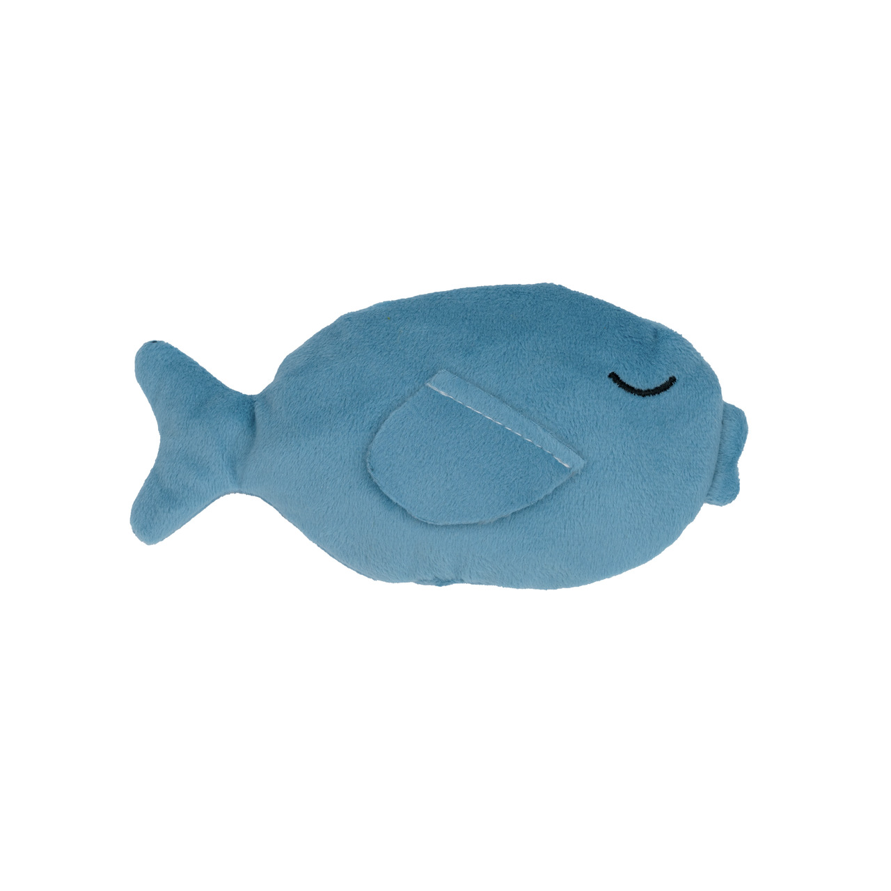 Ein blaues Plüschspielzeug in Form eines Fisches der Marke Allpets, geeignet für Katzen. Das Spielzeug ist weich und hat ein minimalistisches Design mit geschlossenen Augen, was es ideal für spielerische und kuschelige Momente macht. Perfekt für Katzen, d