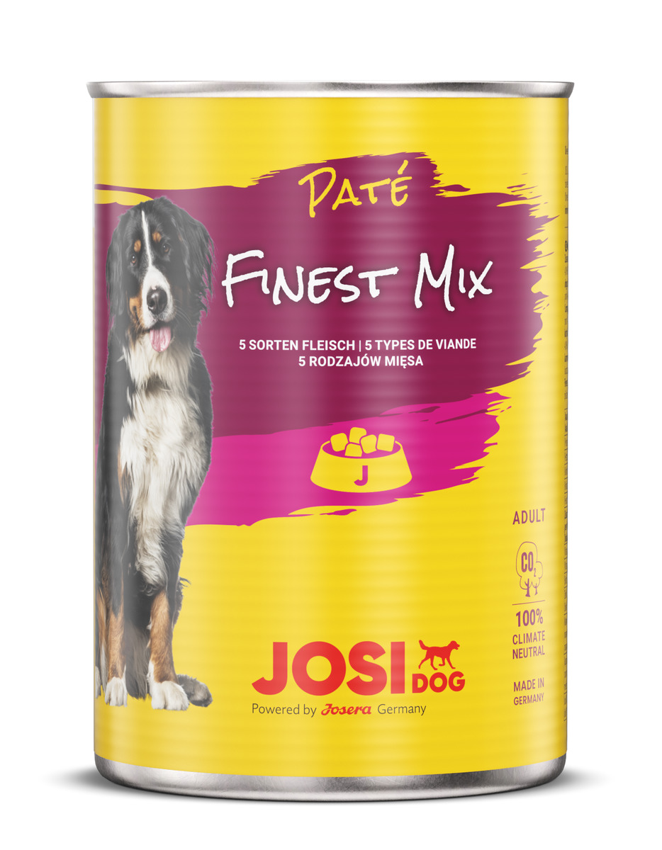 Josera JosiDog Paté Finest Mix, für erw. Hunde, 5 Sorten Fleisch, klimaneutral, 400 g, hergestellt in Deutschland.