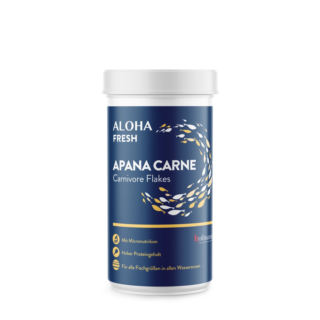Tierfutter von ALOHA Fresh, Apana Carne Carnivore Flakes, für Fische, hoher Proteingehalt, mit Mikronährstoffen, 250 g.