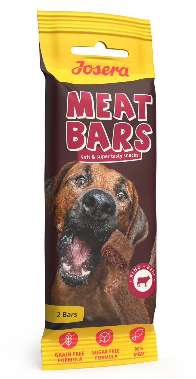 Josera Meat Bars für Hunde: Snack mit 90 % Fleisch, Rind, getreide- & zuckerfrei. 2 Riegel, ideal für Hundehalter.