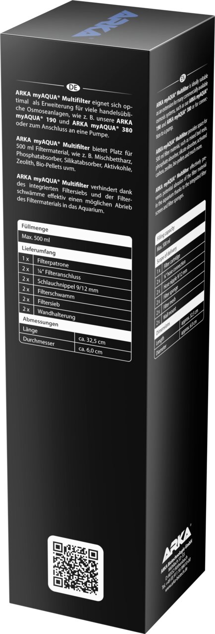 ARKA myAQUA Multilifter für Meerwasser- und Süßwasseraquarien, Filtererweiterung, max. 500 ml Filtermaterial.