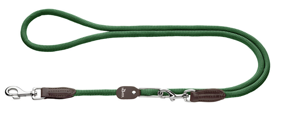 HUNTER Hundeleine, Nylon, für Hunde aller Größen, mit Metallkarabiner & Lederdetails, Länge ca. 1,10 m, ideal für Spaziergänge.