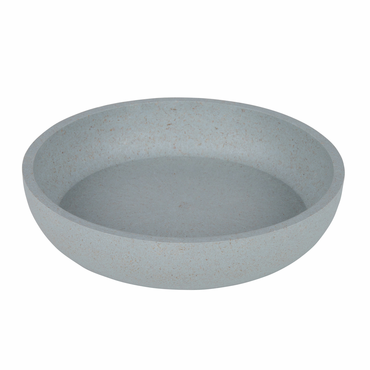 Das Bild zeigt einen Futternapf der Marke District 70, Modell "Bamboo Bowl", in einer schlichten, hellgrauen Farbe. Der Napf ist rund, flach und besteht aus nachhaltigem Bambusmaterial, ideal für umweltbewusste Haustierbesitzer. Geeignet für Katzen und kl