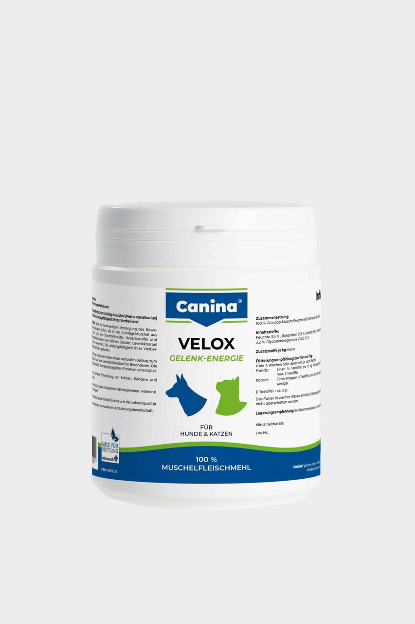 Canina Velox Gelenk-Energie, Nahrungsergänzung f. Hunde & Katzen, 100 % Muschelfleischmehl, unterstützt Gelenkgesundheit.