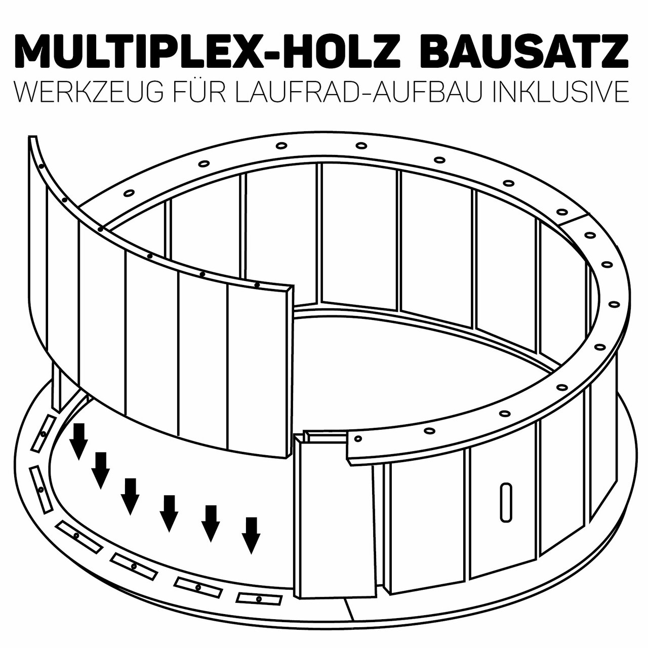 CanadianCat Bausatz aus Multiplex-Holz für Katzenlaufrad, inkl. Werkzeuge, für Katzenhalter, hochwertig & stabil.