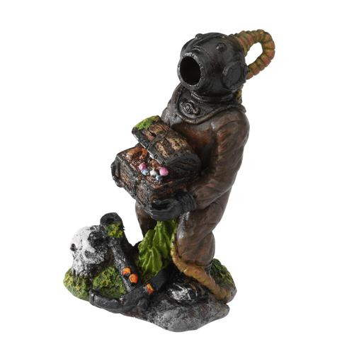 AQUA DELLA Taucher mit Schatztruhe, für Süß-/Meerwasseraquarien, detailreich, ideal für Aquarienliebhaber, dekorativ.