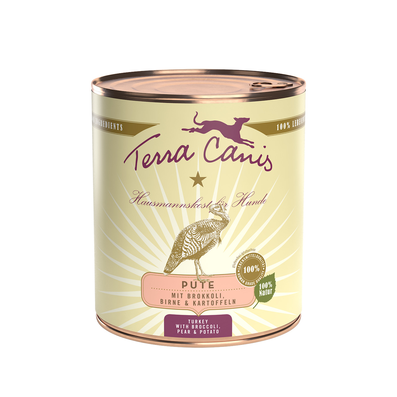 Terra Canis Hundefutter, Pute, Brokkoli, Birne, Kartoffeln, 400 g, für Hunde, natürliche Zutaten, 100 % Lebensmittelqualität.