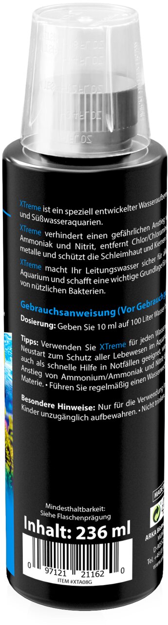 ARKA XTreme Wasseraufbereiter für Meer- und Süßwasseraquarien, Aquaristik, neutralisiert Schadstoffe, Inhalt 236 ml.
