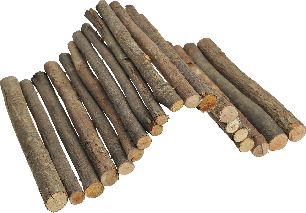 Das Bild zeigt das Produkt „AniOne Nagerbrücke“ aus dem Tierbedarf. Die flexible Brücke besteht aus naturbelassenen Holzstäben und ist für Kleintiere wie Kaninchen, Meerschweinchen oder Hamster geeignet. Sie dient als Versteck, Kletterhilfe oder Spielzeug