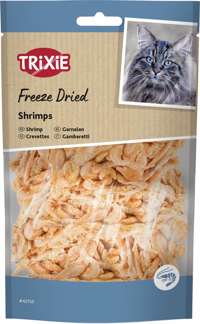 TRIXIE Premio Freeze Dried Shrimps, Premium-Snack für Katzen, Garnelen, proteinreich, 25 g, gefriergetrocknet.