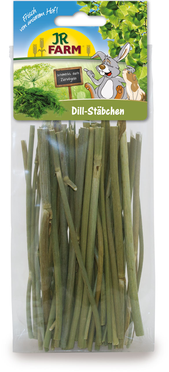 JR FARM Dill-Stäbchen: Natürl. Snack für Kaninchen, Meerschweinchen & Ziervögel. Geschm.: Dill. Menge: ca. 100 g. Frisch vom Hof!