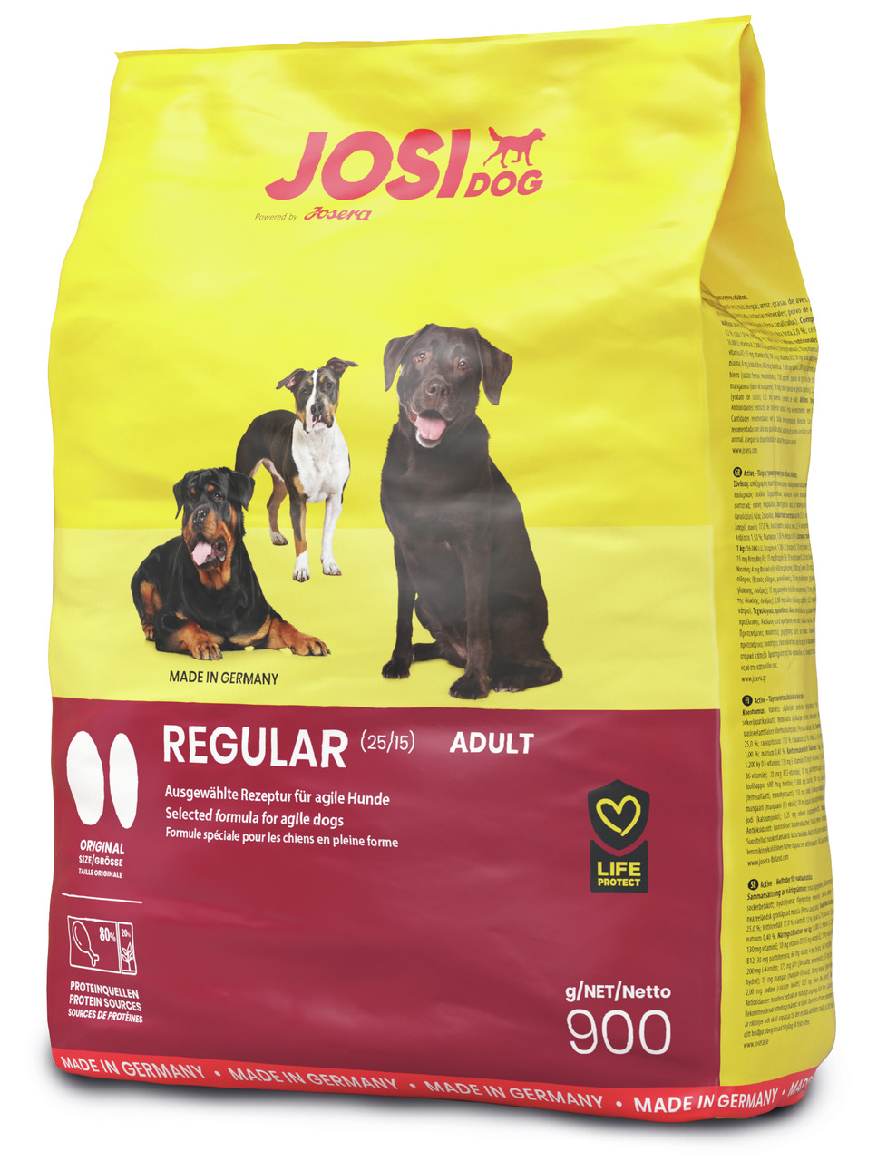 Josera JosiDog Regular, für aktive, ausgewachsene Hunde, 900 g, „Life Protect“-Formel, hergestellt in Deutschland.