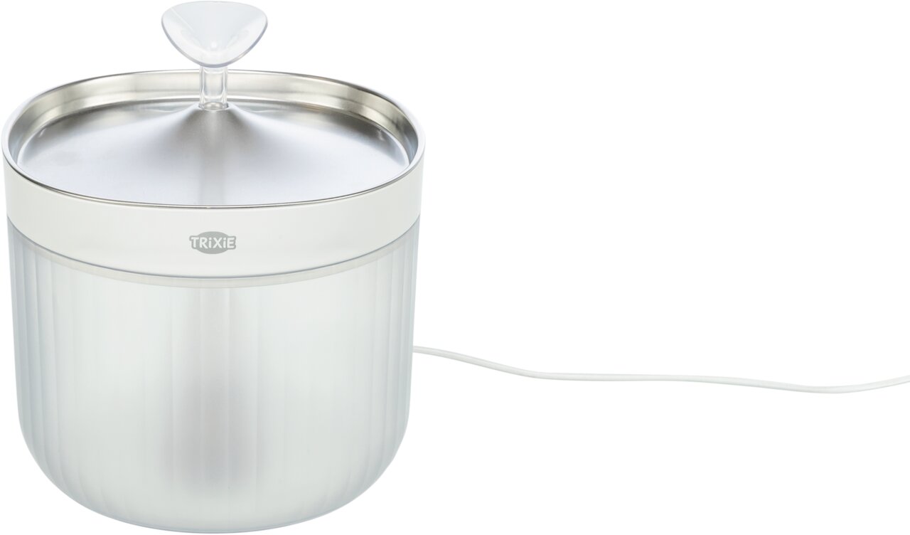 TRIXIE Trinkbrunnen Bubble Stream aus Keramik für Katzen und kleine Hunde, weiß, leiser Wasserfluss, 3 Liter.