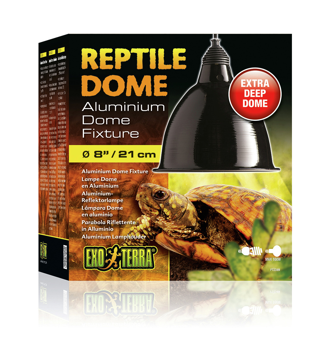 Exo Terra Reptile Dome, Reflektorlampe f. Reptilienhalter, Ø 21 cm, max. 160 W, Schildkröte als Symbol natürl. Umgebung.