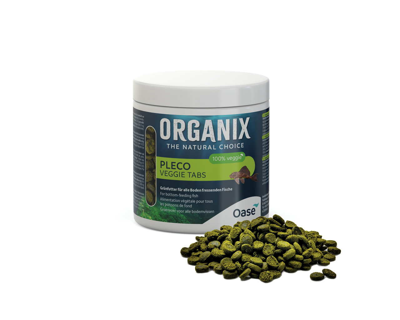 Oase Organix Pleco Veggie Tabs, für bodenfressende Fische, 100% veggie, grüne Tabletten, Menge nicht erkennbar.