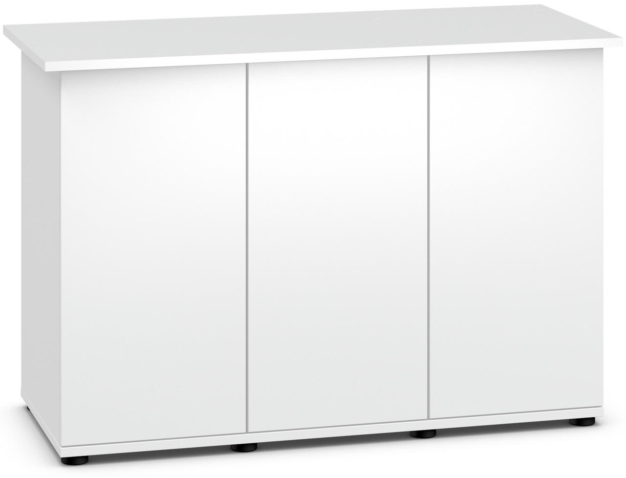 Das Bild zeigt den JUWEL Unterschrank SBX Rio 180 in Weiß, passend für das JUWEL Rio 180 Aquarium. Der Schrank ist speziell für Aquarienbesitzer konzipiert und bietet eine stabile Basis sowie Stauraum für Zubehör. Er verfügt über drei Türen und eine glatt