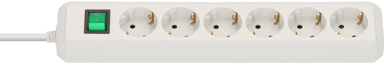 Brennenstuhl 6-fach Steckdosenleiste, weiß, Kippschalter, Kindersicherung, Innenbereich, ideal f. Haushalt-Büro, seitl. Kabel.