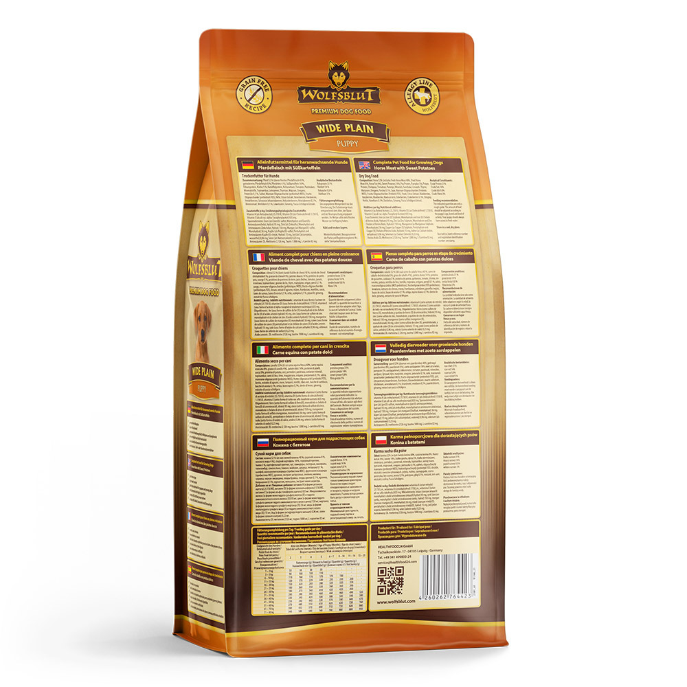 Wolfsblut Wide Plain Puppy: Getreidefreies Trockenfutter mit Pferdefleisch & Süßkartoffeln für Welpen, 2 kg.