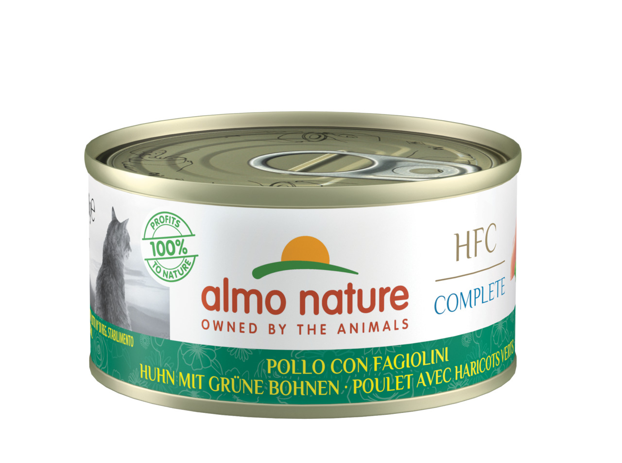 Almo Nature HFC Complete Katzenfutter, Huhn & grüne Bohnen, 100 % natürlich, 70 g, für Katzen.