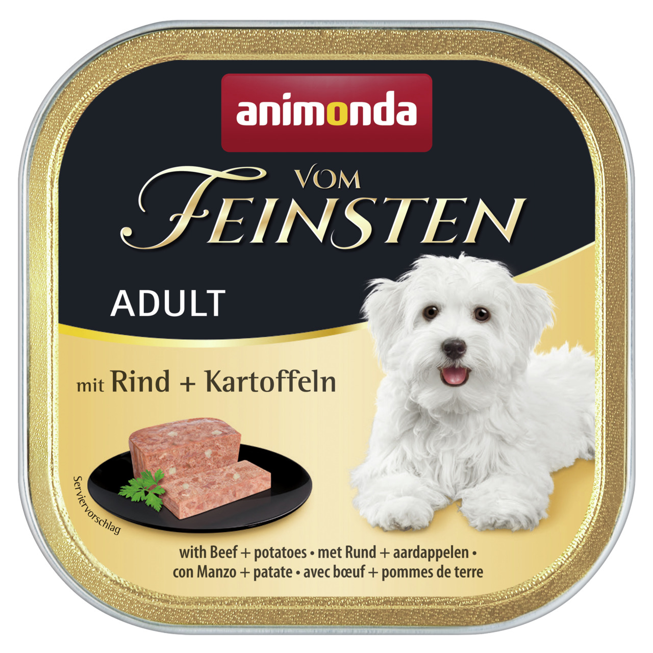 Animonda Vom Feinsten Adult, Rind & Kartoffeln, für ausgewachsene Hunde, 150g, hochwertige Zutaten, schmackhaft & ausgewogen.