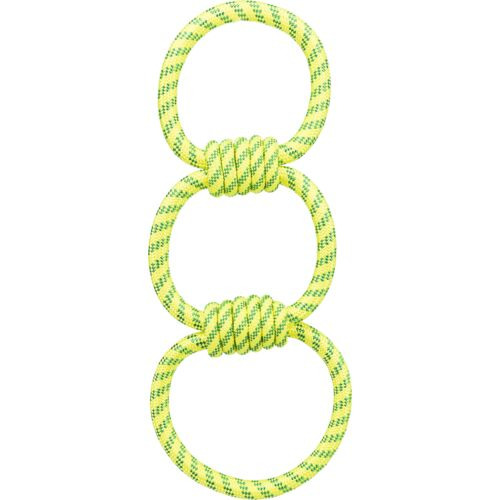 TRIXIE Hundespielzeug, 3 robuste Knotenringe, gelb-grün, für alle Hundegrößen, fördert Zahnpflege & Bindung, ideal für Wurf--Zerrspiele.