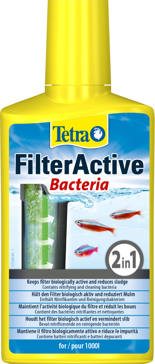 Tetra FilterActive Bacteria, Pflegeprodukt für Aquarienfilter, 250 ml, für bis 1000 l, mit nitrifizierenden/reinigenden Bakterien.