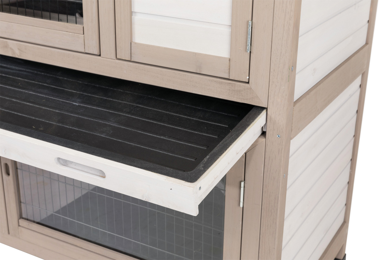 TRIXIE Kleintierstall Natura, für Kaninchen/Meerschweinchen, helles Holz, Kunststoffwanne, leicht zu reinigen, für Hygiene & Komfort.