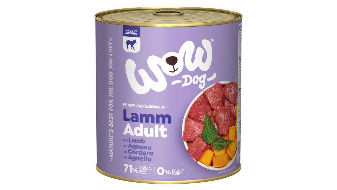 WOW Adult Lamm mit Kürbis 800g Dose Hundenassfutter