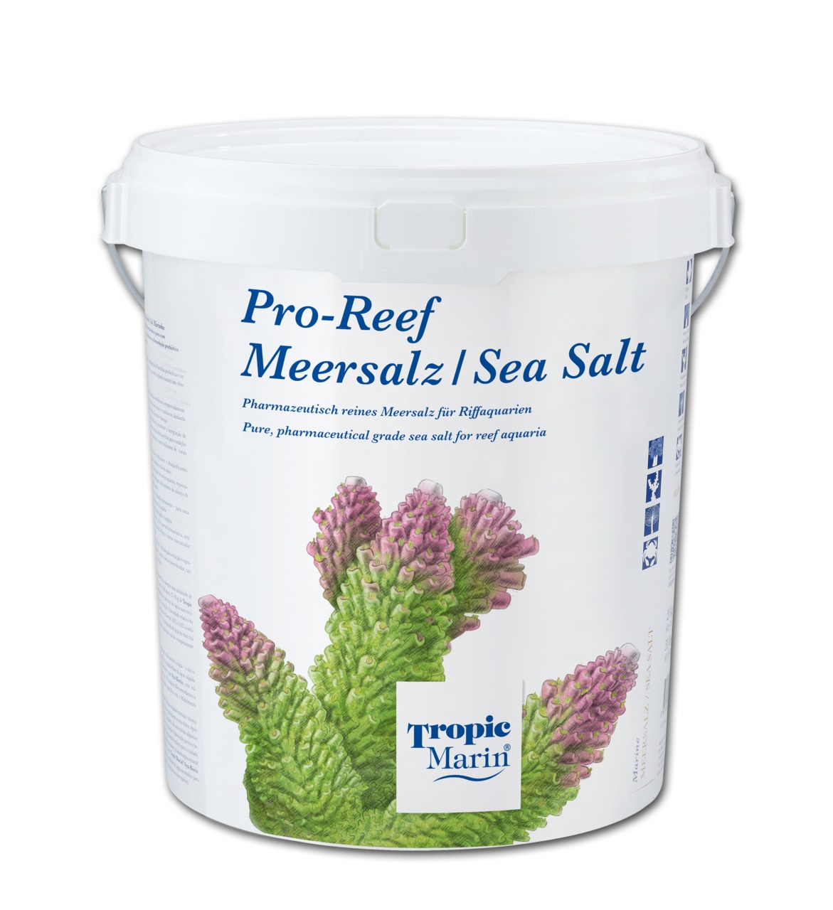 Tropic Marin Pro-Reef Meersalz, 25 kg, für Riffaquarien, pharmazeutisch rein, mit lilafarbenen Korallen für Aquarienbesitzer.