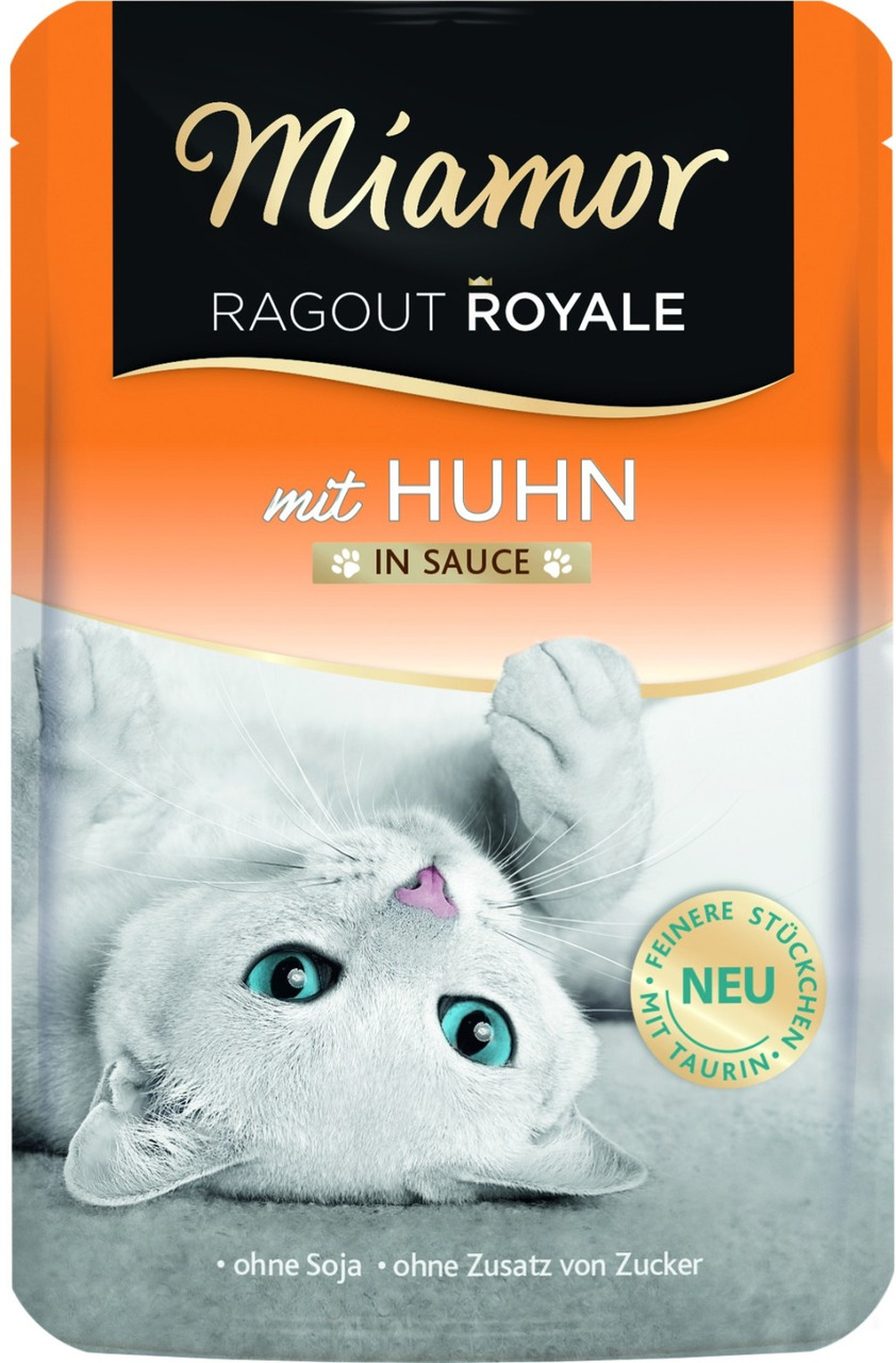 Miamor Ragout Royale, Katzenfutter, Huhn in Sauce, feine Stückchen, ohne Soja, ohne Zuckerzusatz.