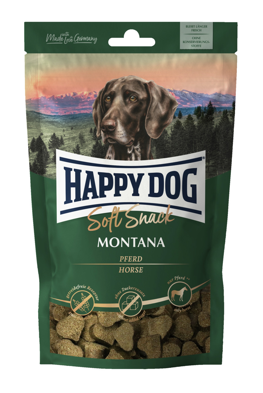 Sparpaket 2 x 100 g Happy Dog Soft Snack Montana Pferd Hunde Snack