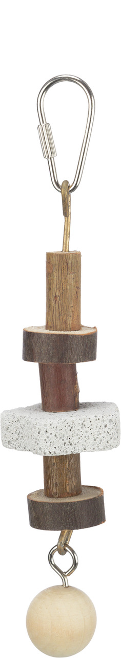 TRIXIE Hängespielzeug f. Vögel, Holz- & Mineralsteine, f. Wellensittiche-Kanarien, Beschäftigung & Schnabelabrieb, ca. 20 cm.