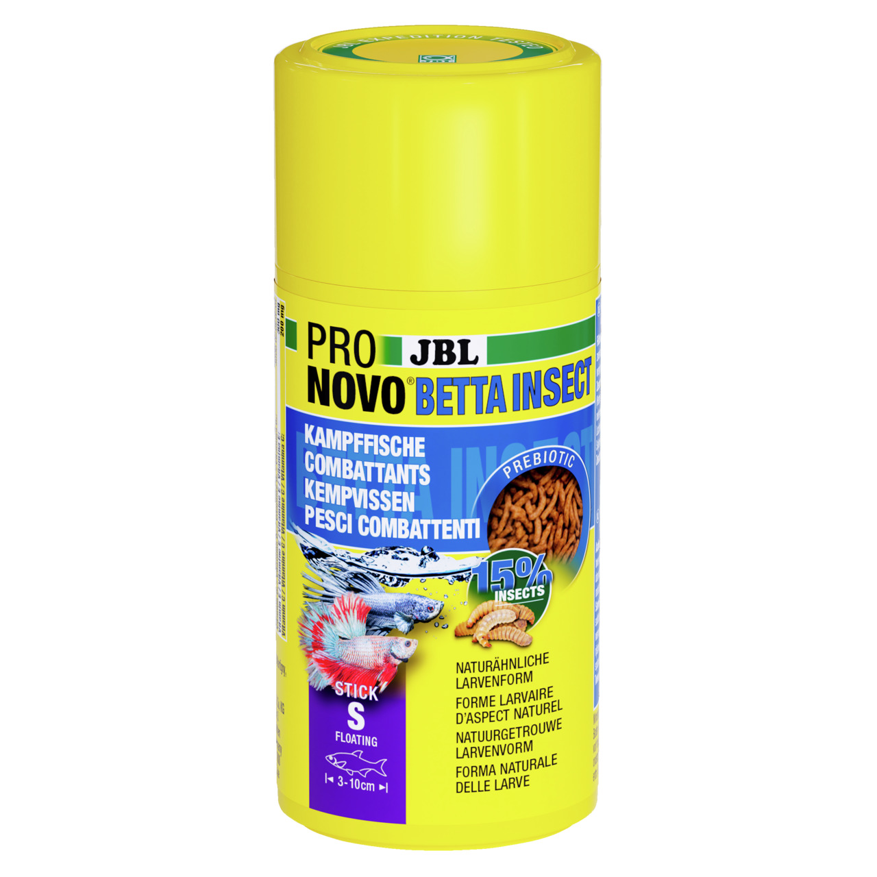 JBL ProNovo Betta Insect, Fischfutter für Kampffische, 15 % Insekten, präbiotisch, schwimmend, 3-10 cm, 100 ml.