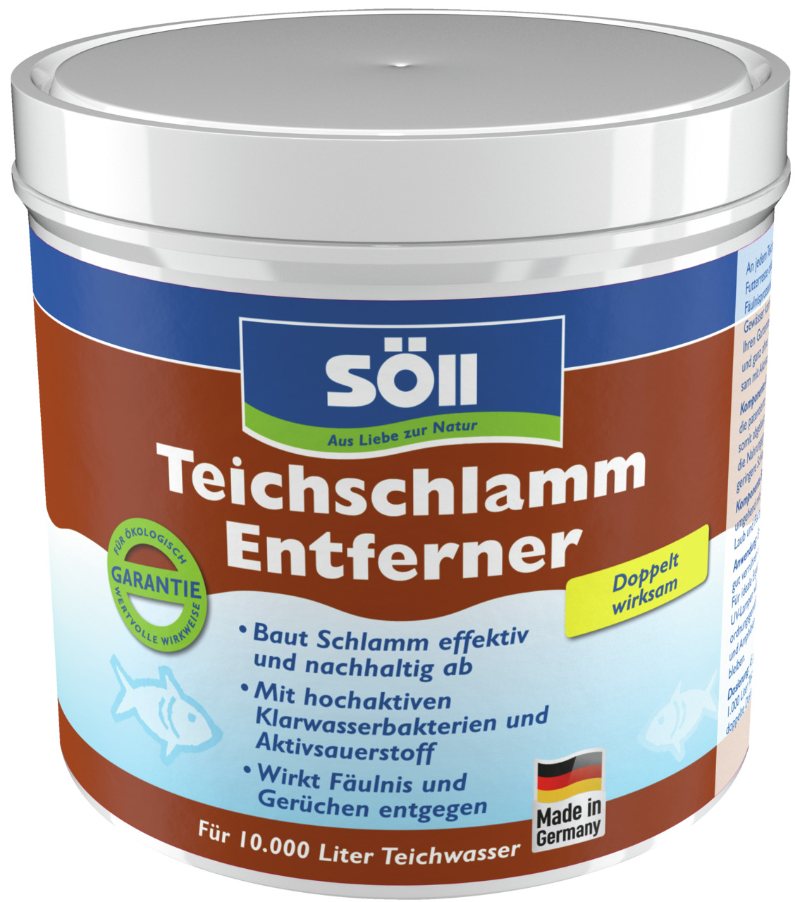 Söll Teichschlamm Entferner, für Teiche, 10.000 L, baut Schlamm ab, gegen Fäulnis-Gerüche, mit Klarwasserbakterien & Aktivsauerstoff.