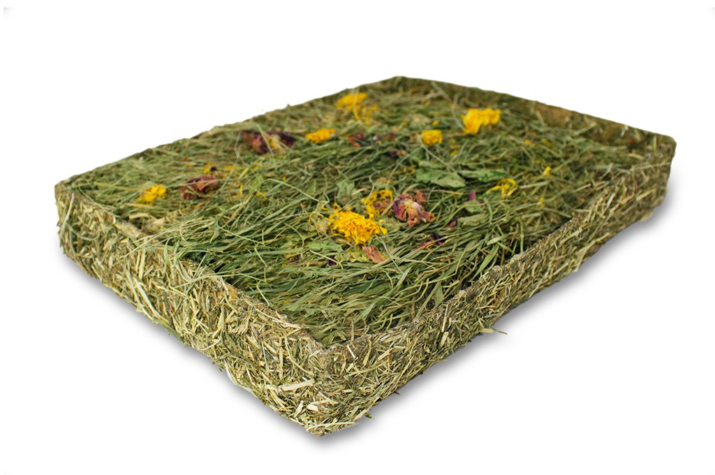 JR FARM Heu-Wiese m. Blüten, Naturprodukt f. Kleintiere (Kaninchen, Nager), mit Blüten u. Kräutern, artgerecht, kompakt gepresst.