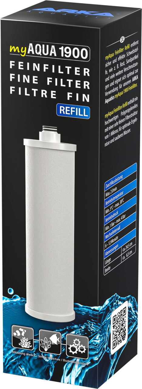 ARKA myAqua 1900 Feinfilter Nachfüllprodukt, für Aquarienbesitzer, entfernt Rost & Schwebstoffe, hohe Filterleistung.