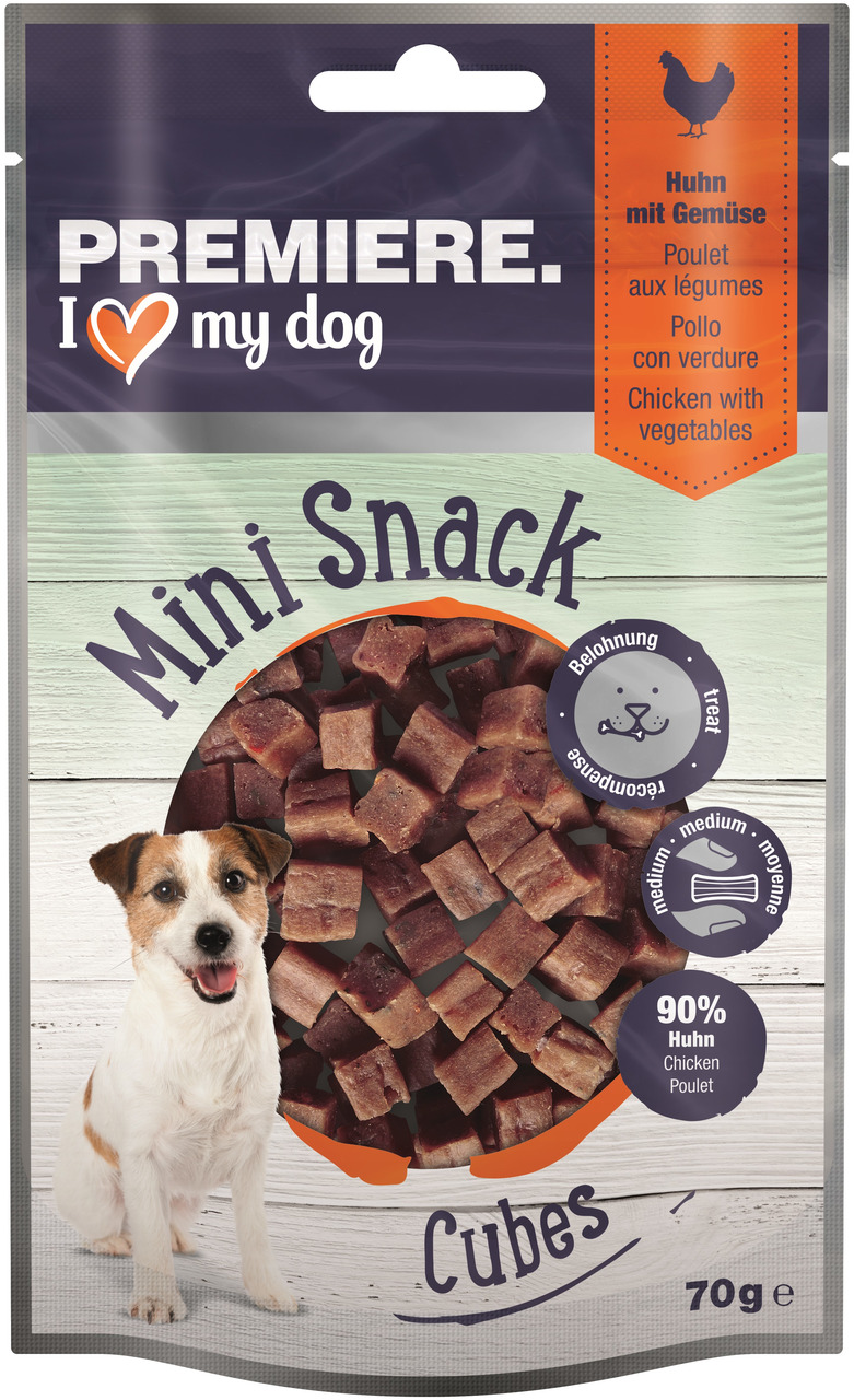 PREMIERE Mini Cubes Huhn mit Karotte und Spinat 70 g