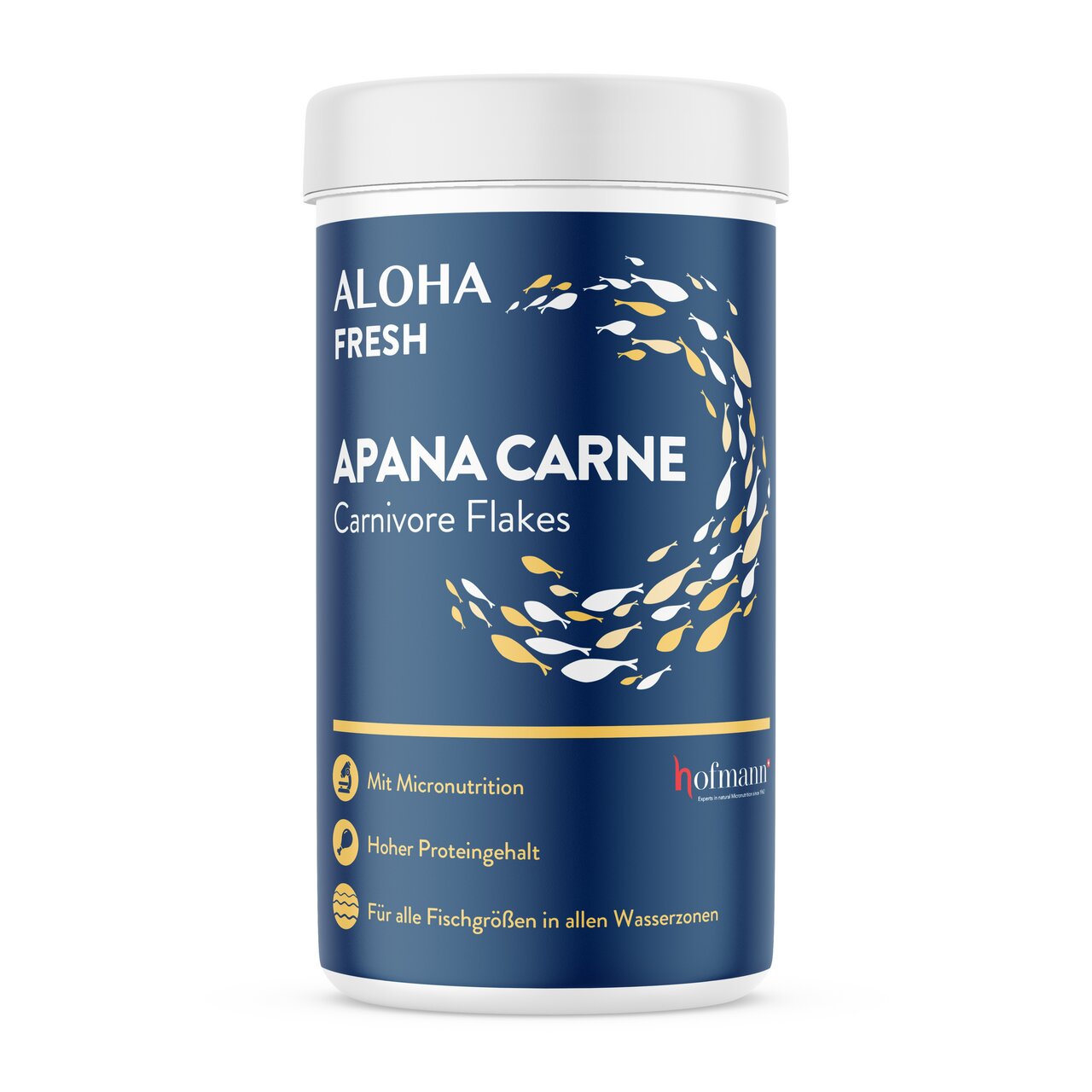 ALOHA Fresh Apana Carne Carnivore Flakes, für Aquarienfische, hoher Proteingehalt, mit Mikronährstoffen, 125 g.
