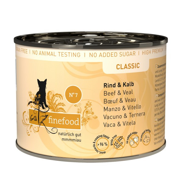 catz finefood Classic No.7 Rind & Kalb 200g Katzennassfutter