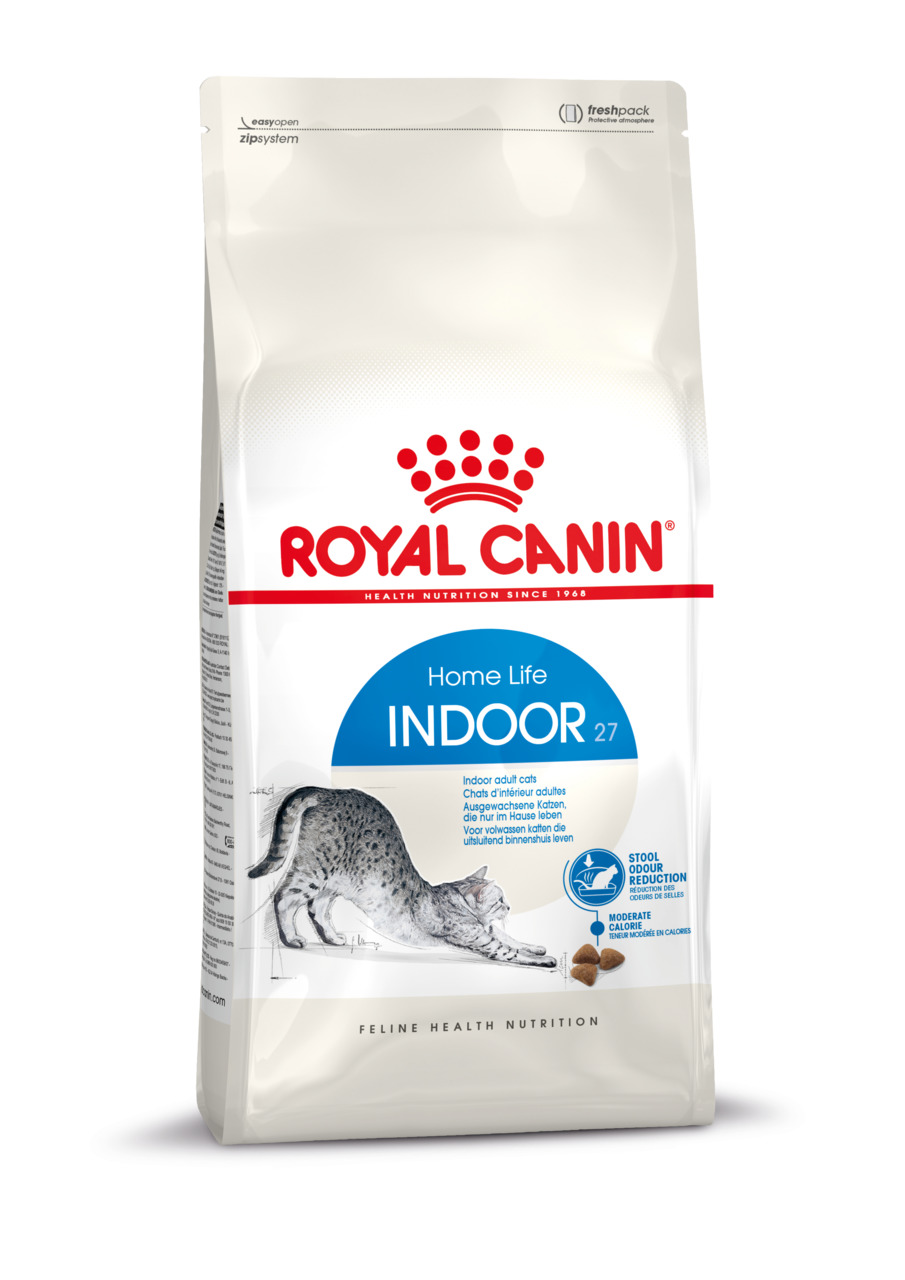 ROYAL CANIN Home Life Indoor 27, für ausgewachsene Hauskatzen, 4 kg, reduziert Stuhlgeruch, moderater Kaloriengehalt.