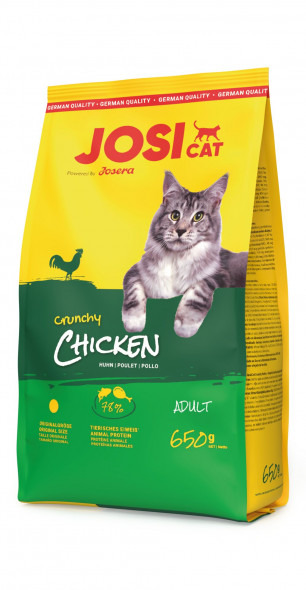 Josera JosiCat Crunchy Chicken, Adult Katzenfutter, Huhn, 78 % tierisches Protein, 650 g.