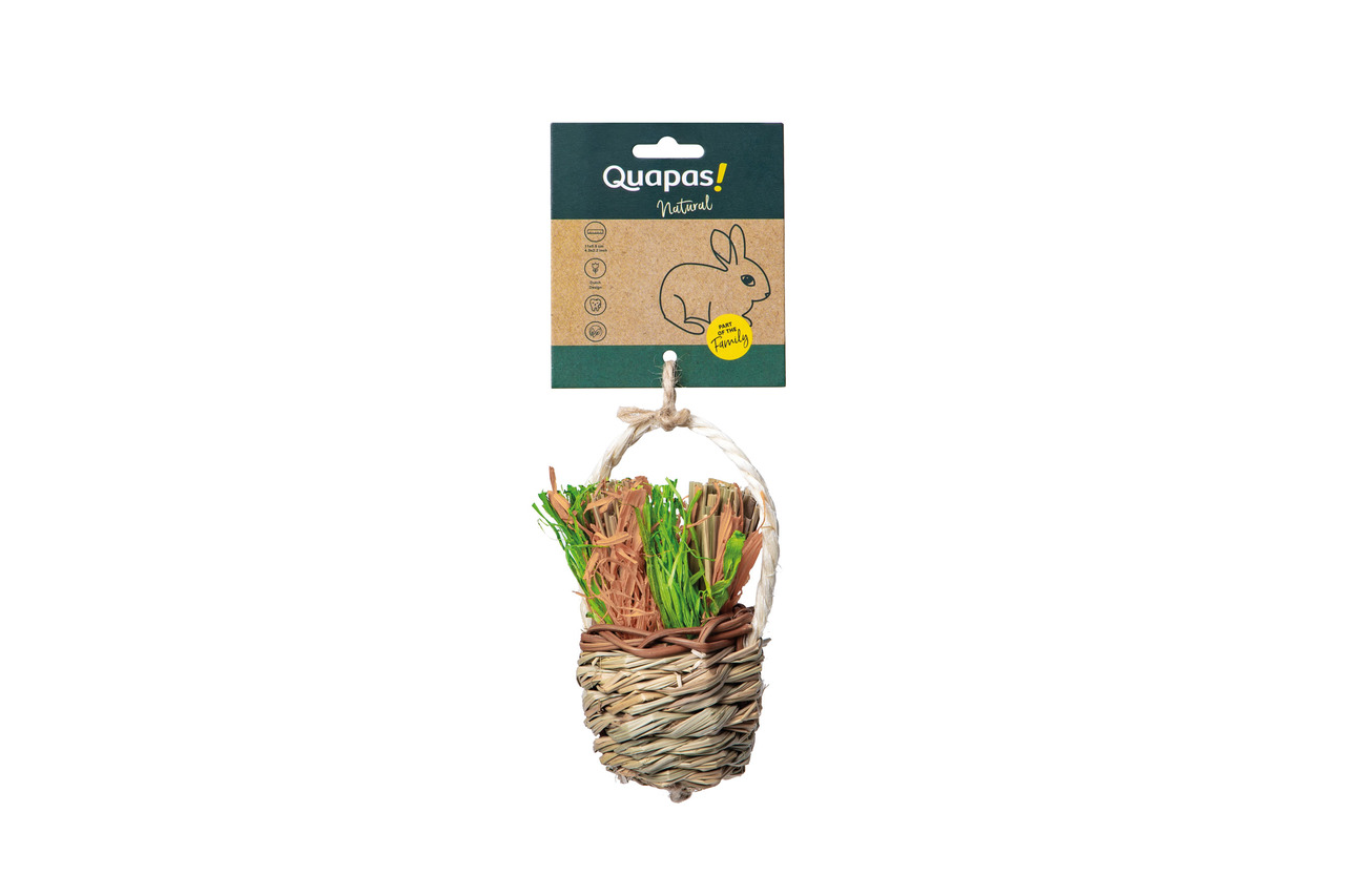 Quapas! Natural: Natürliches Spielzeug für Kaninchen-Nagetiere, Korb aus Naturmaterial mit essbaren Pflanzenfasern, fördert Zahnpflege.